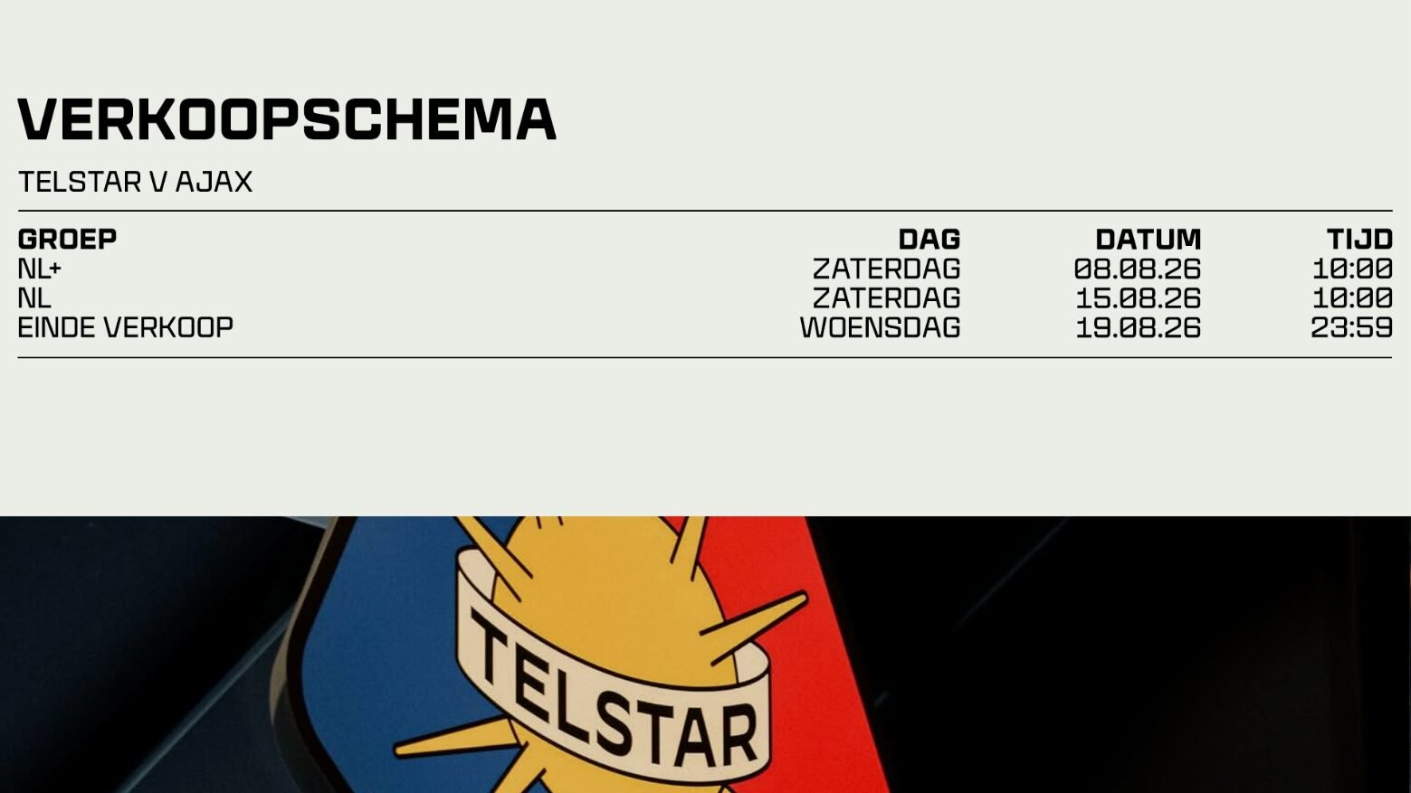 Kaartverkoop Telstar - Ajax 2026-2027